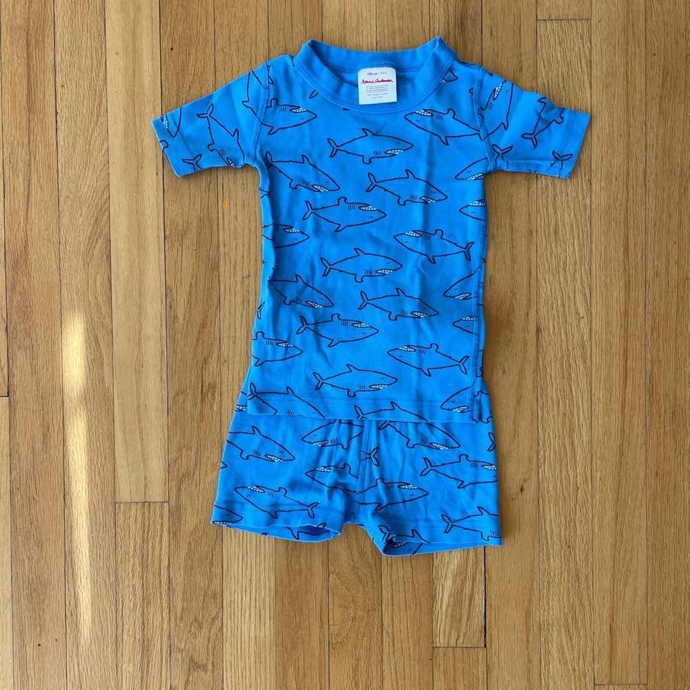 Hanna Andersson Blue Shark Print Kids Pajamas
